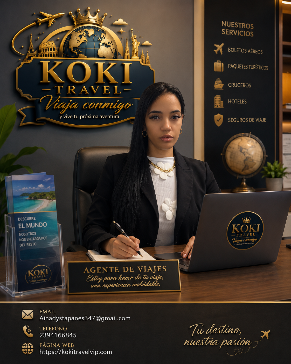 Agente de viajes KOKI Travel en oficina